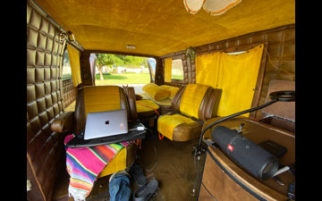 messy interior shot of the van