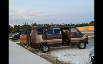 side shot of van at sunset in robinson preserve