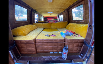 van interior rear bed area